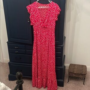 SHEIN Red and White Polka Dot Dress